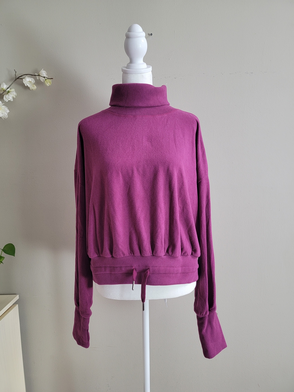 Sweaty Betty Magenta Turtleneck Drawstring Pullover